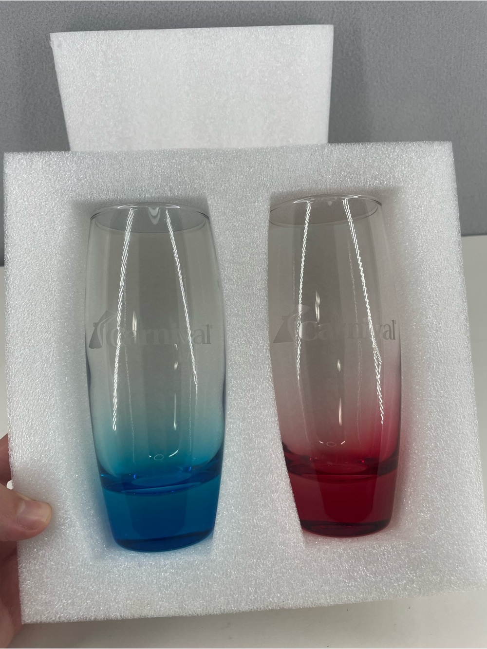 Carnival Cruise NWB Set Of 2 Champagne Flutes Red Blue Color Never Used